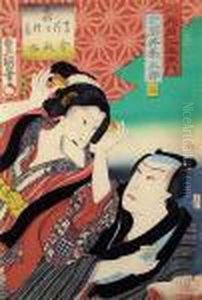 Para Aktorow Teatru Kabuki W Rolach by Gototei Kunisada
