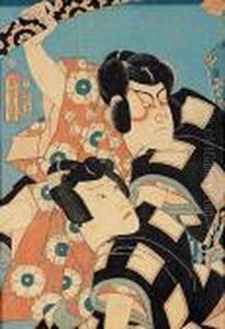 Popiersie Dwoch Aktorow by Gototei Kunisada