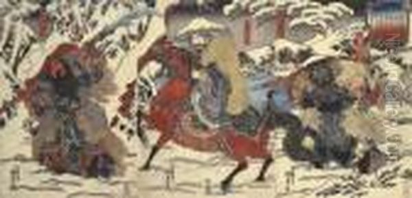 Triptych, Gentoku, Kan'u And Chohi, Warriors In The Chinese Wars - view 1