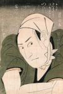 Toyokuni : Oban Tate-e ; A
Posthumousbust Portrait Of The Actor Sawamura Sojuro Iii In The Role
Ofsatsuma Gengobei In The Play Go Dairiki, The Inscription Above Is
Amemorial With Lines From The Play And Signed By Noshi Tsuma, Theactor's
Wife, The by Gototei Kunisada