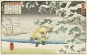 The Chinese Official Moso Looking For Bamboo Shoots In Heavy Snow