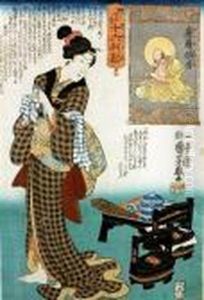 Kobieta Wycierajaca Rece by Utagawa Kuniyoshi