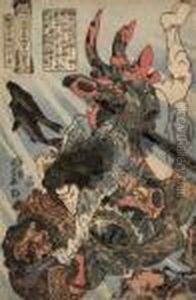 Tammejiro Genshogo, From The Series Tsuzoku Suikoden Goketsuhyakuhachinin by Utagawa Kuniyoshi