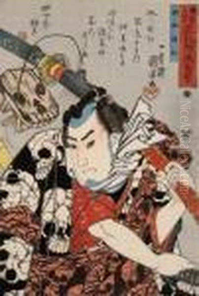 Two Prints From The Series Kuniyoshi Moyo Sho-fuda Tsuketari Genkinotoko - view 1