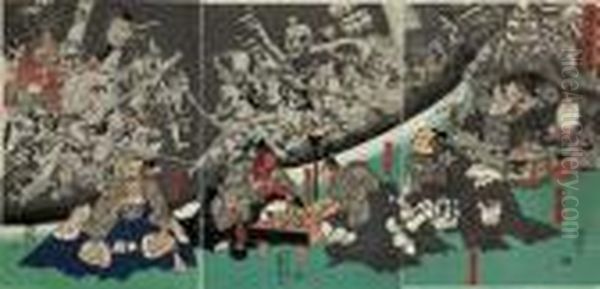 Minamoto No Yorimitsu-ko No Yakata Ni Tsuchigumo Yokai Nasu No Zu - view 1