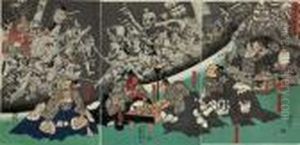 Minamoto No Yorimitsu-ko No Yakata Ni Tsuchigumo Yokai Nasu No Zu by Utagawa Kuniyoshi