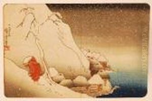Priest Trudging Through Snow By A Coastal Village