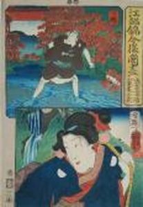 Prowincja Shimosa I Prowincja Hitachi - Sceny Z Teatru Kabuki by Utagawa Kuniyoshi