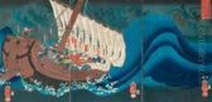 Minamoto No Yoshitsune Miyako Wo Uchitachi Saikoku Ye