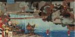 Takeda Shingen's Artillery Attacking The Castle Of Suwa Yorishige Takeda Shingen's Artillery Attacking The Castle Of Suwa Yorishige