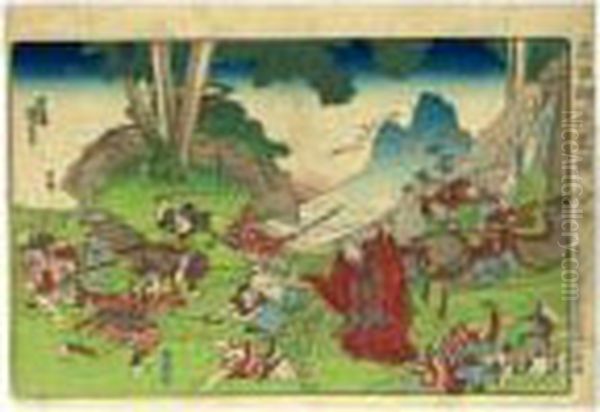 ````facing Tojio At Komatsu
Fields, November 1264', From The Series ````koso Goichidai Ryakuzu' (a
Short Pictorial Biography Of The Founder Of The Nichiren Sect) - view 1