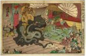````apparution Of The 
Seven-faced Divinity At Minobuzan, October 1277', From The Series 
````koso Goichidai Ryakuzu' (a Short Pictorial Biography Of The Founder 
Of The Nichiren Sect)