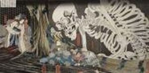 Mitsukuni Defying The Skeleton Spectre Conjured Up By Princess Takiyasha by Utagawa Kuniyoshi