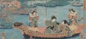 Royal Barge Near A Tea Room by Utagawa Kuniyoshi