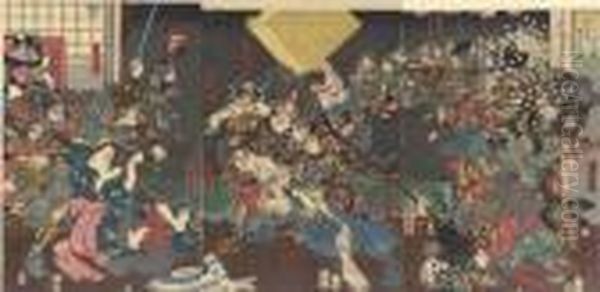 Sato Tadanobu Yusen Yoshitoki Ga
Sei O Utsuru No Zu (picture Of Sato Tadanobu Bravely Confronting
Yoshitoki) - view 1