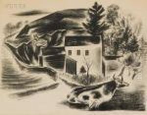 Landscape With Cow by Yasuo Kuniyoshi