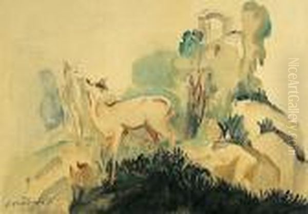 Deer In A Landscape - view 1
