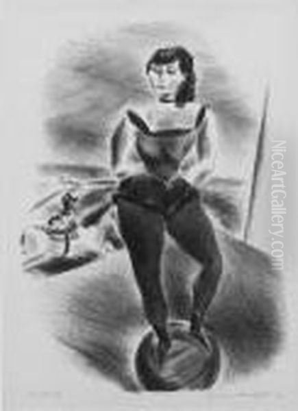 Circus Performer Balanced On A Ball--(circus Ball Rider) (d. L-49) - view 1