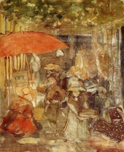 Picnic With Red Umbrella by Maurice Brazil Prendergast