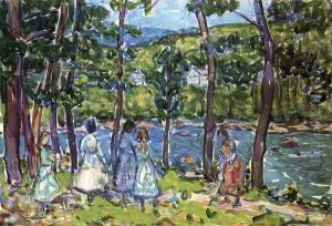 Girls On The Riverbank by Maurice Brazil Prendergast