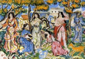 Figures In A Landscape by Maurice Brazil Prendergast