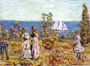 Viewing The Sailboat by Maurice Brazil Prendergast