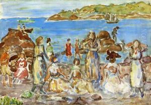 Beach Scene New England by Maurice Brazil Prendergast