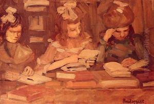 In The Library Aka Three School Girls by Maurice Brazil Prendergast