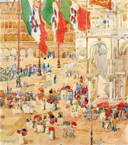 Piazza Of St Marks Aka The Piazza Flags Venice
