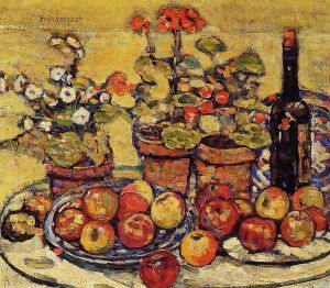 Still Life Fruit And Flowers by Maurice Brazil Prendergast
