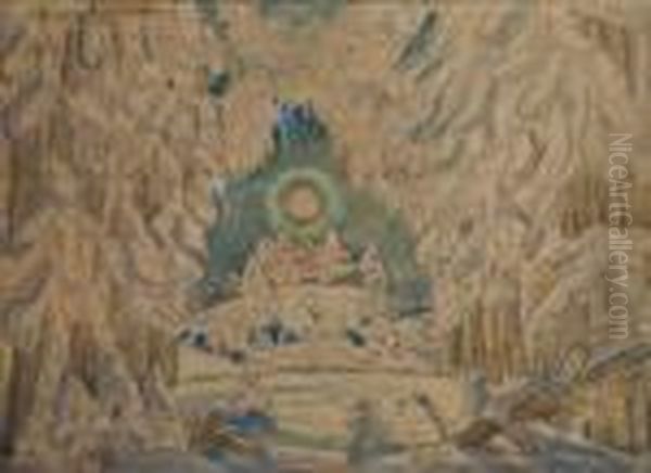Projet De Decor Pour Le Prologue De L'opera Snegurochka De Nikolairimsky-korsakov - view 1