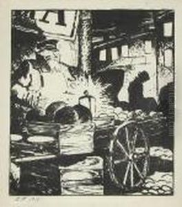 Market Scene by Boris Kustodiev