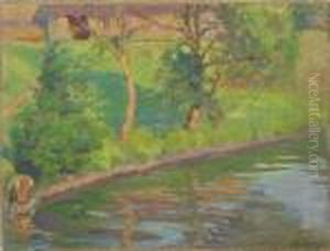 Personnage Au Bord D'une Riviere by Boris Kustodiev