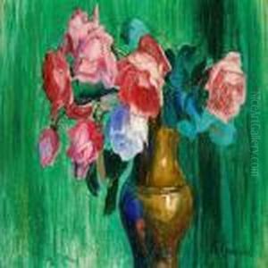 Emerald Green Still Life With Roses In A Vase Emerald Green Still Life With Roses In A Vase