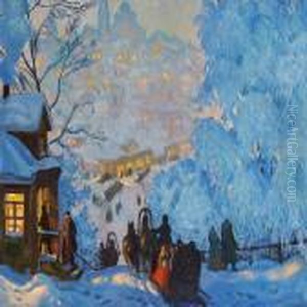 A Snow-covered Russian Town - view 1