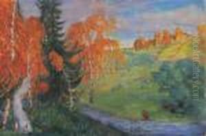 Brasero Dans Une Foret En Automne by Boris Kustodiev