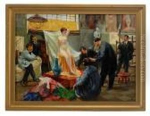 In The Artists Studio by Boris Kustodiev