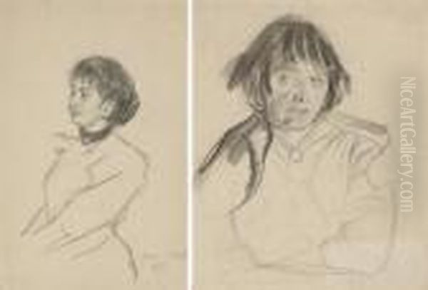 Study Of A Woman Half-length; And Study Of A Woman In Profile - view 1