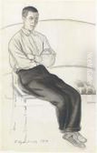 Drawing Of A Seated Man - view 1