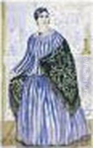Costume Design For Dasha, The Merchant's Wife by Boris Kustodiev