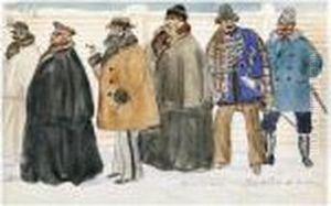 Waiting In The Queue by Boris Kustodiev