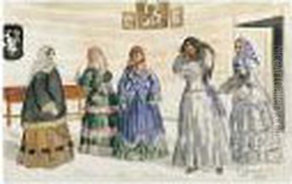 Five Young Women In An Interior With Icons - view 1