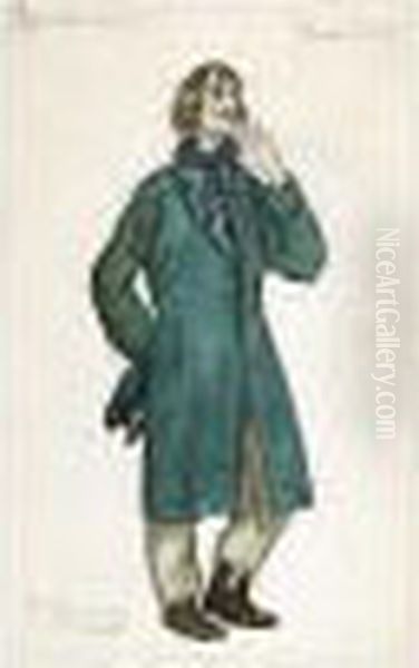 Costume Design For An Old Merry-maker In A Green Overcoat - view 1
