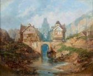 Riviere Traversant Une Ville Normande