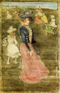 Lady In A Pink Skirt by Maurice Brazil Prendergast