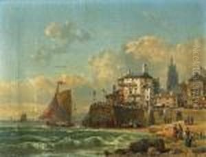 A Coastal Town With Shipping Offshore