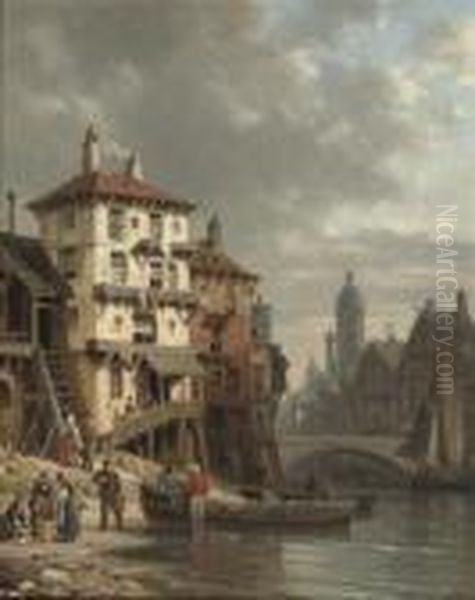 Daily Activities In A Riverside Town - view 1