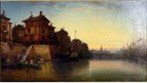 Port Du Nord Huile Sur Toile Signee Enbas A Gauche
