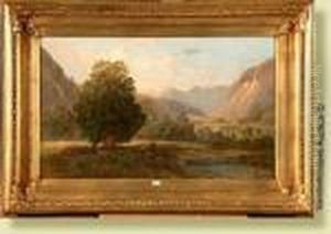 Paysage Montagneux Anime by Charles Euphrasie Kuwasseg