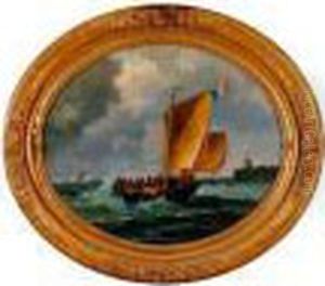 Barque De Peche Rentrant Au Port Par Gros Temps by Charles Euphrasie Kuwasseg